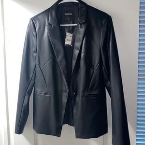 Express Leather Blazer with Button
